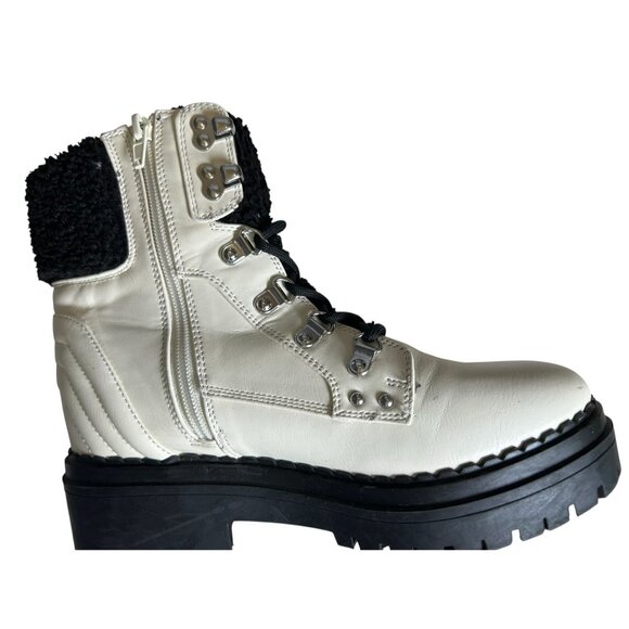 CBG Los Angeles Walken Bootie Combat Boots White Womens Sz 7.5 Side Zip Lined - Picture 7 of 16